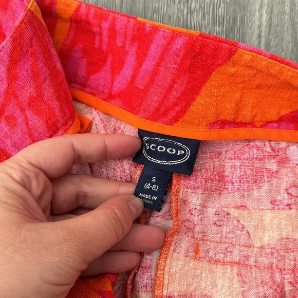 Scoop Linen High Waist Wide Leg Butterfly Colorful Pleated Pants Size Small - Picture 5 of 8